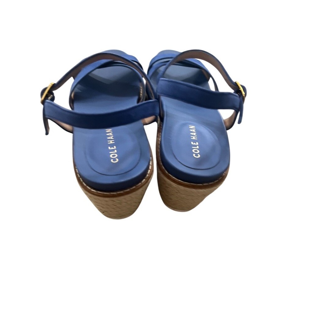 Cole Haan Womens Wedge Espadrille Sandals Blue Ankle Strap Size 7.5 - Picture 9 of 9